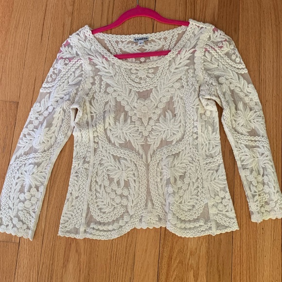 Express Tops - Mesh /detailed/ cream